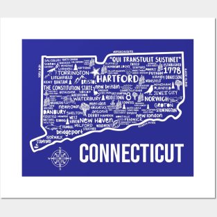 Connecticut Map Posters and Art